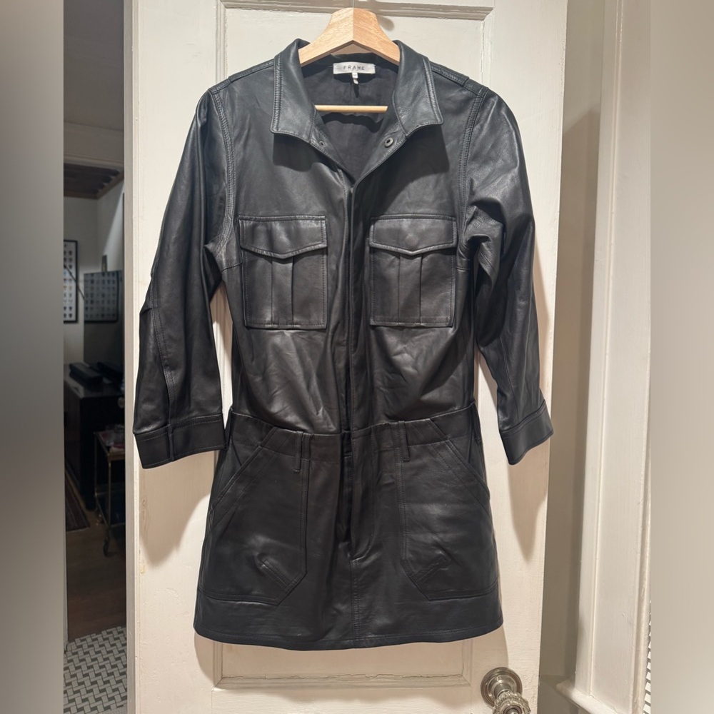 Frame Cargo Lambskin Leather Dress